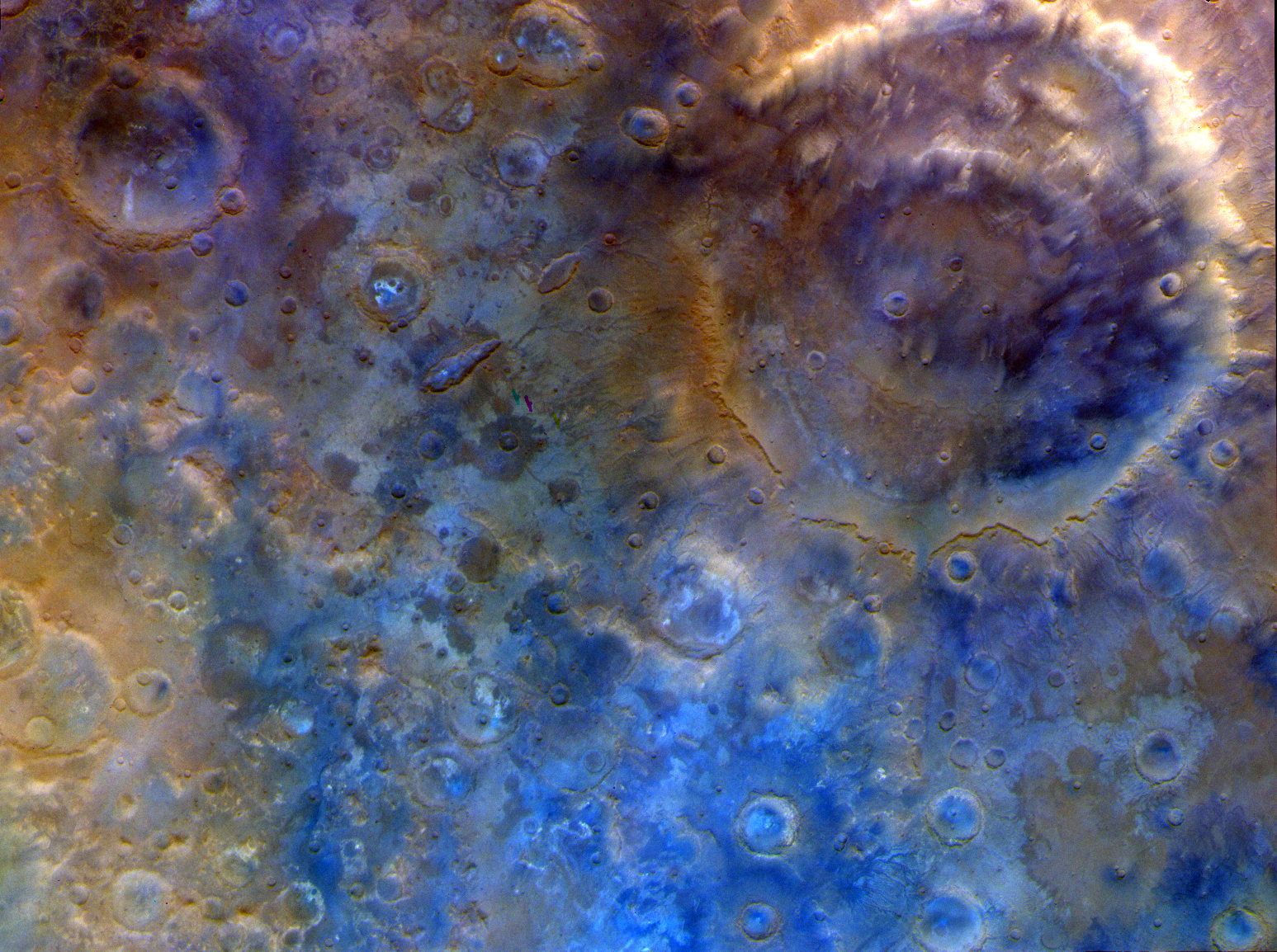 Missão Psyche registra vista colorida da cratera Huygens em Marte - Imagem do artigo original